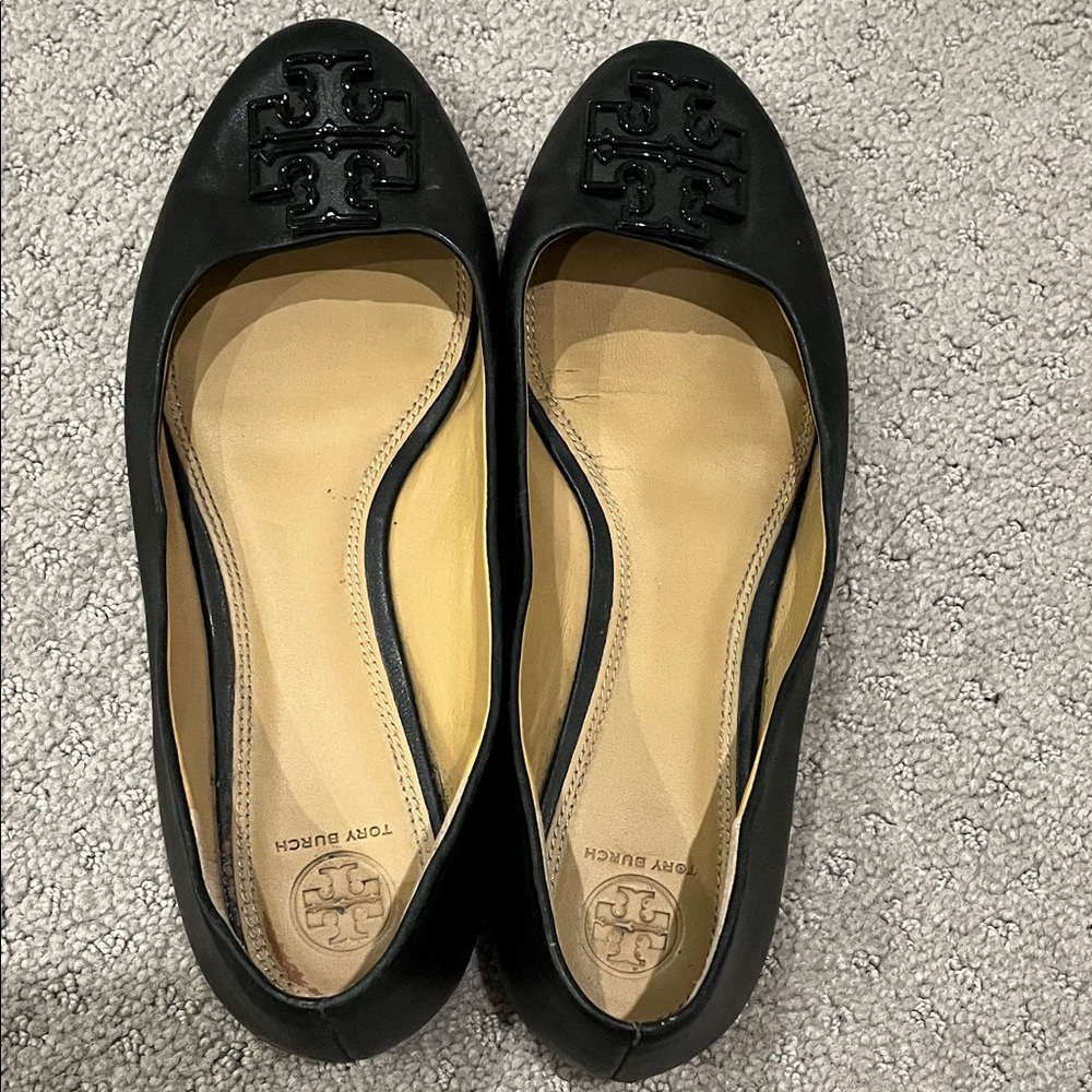 Tory Burch Black Logo Flats